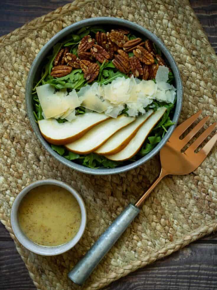 Photo of salad with dressing and fork
