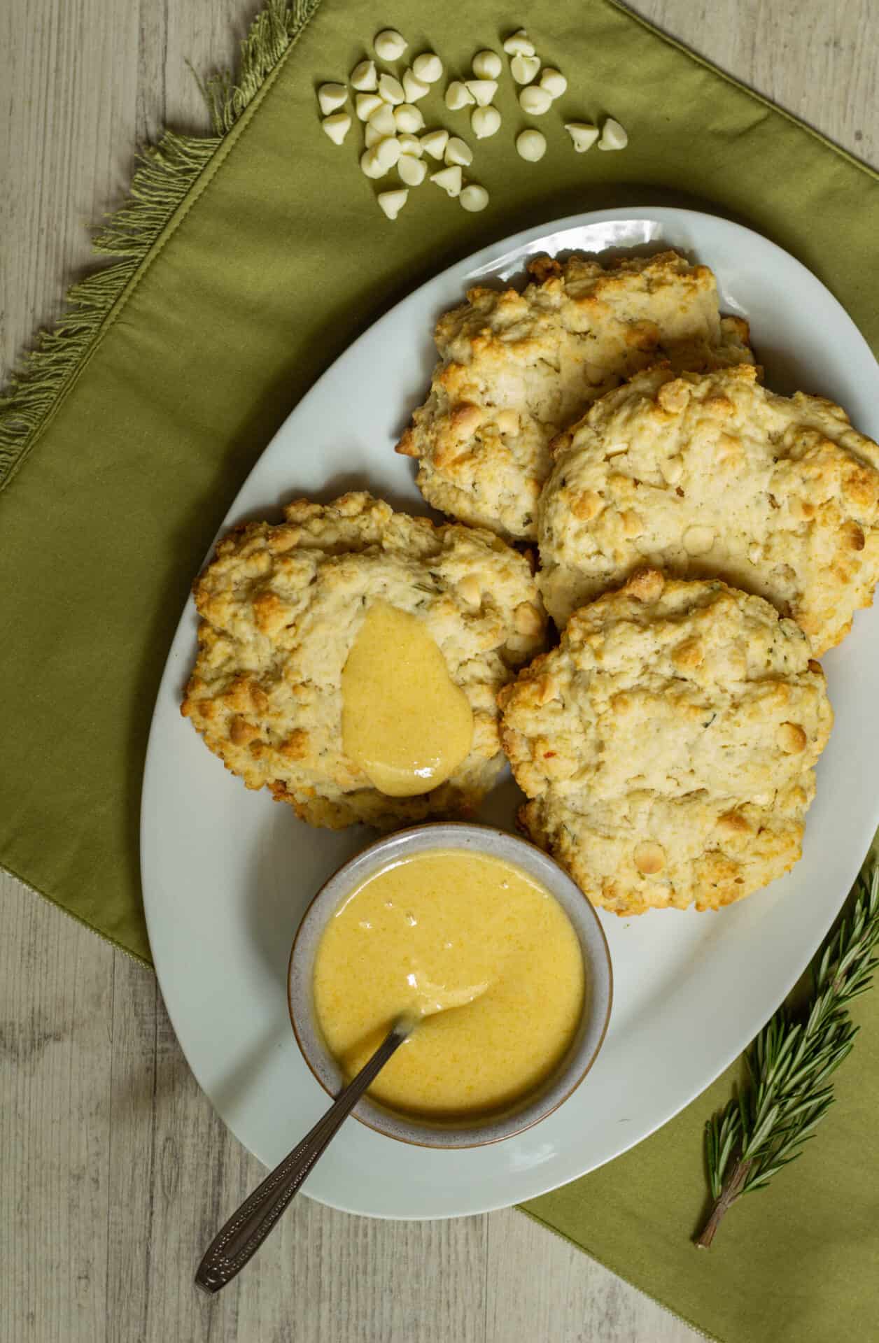 white chocolate rosemary scones
