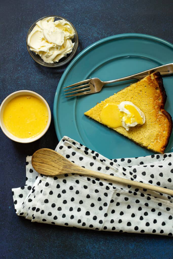 slice of dutch baby on a plate