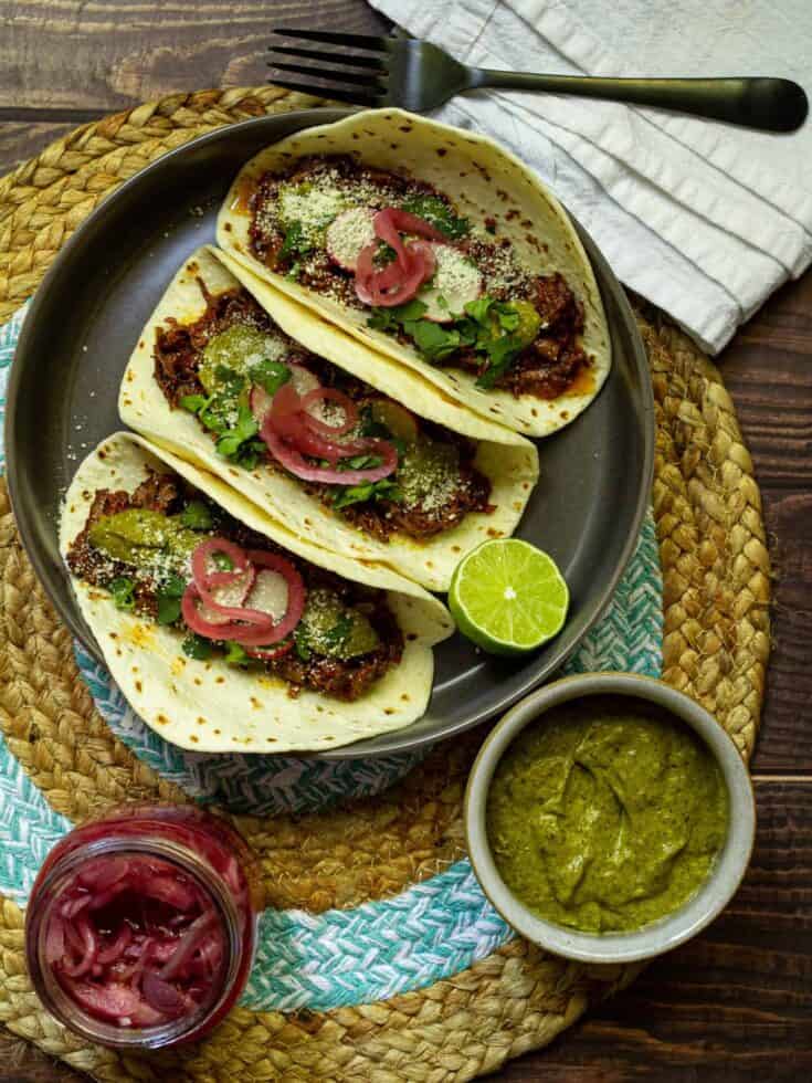 beef tacos and red onions