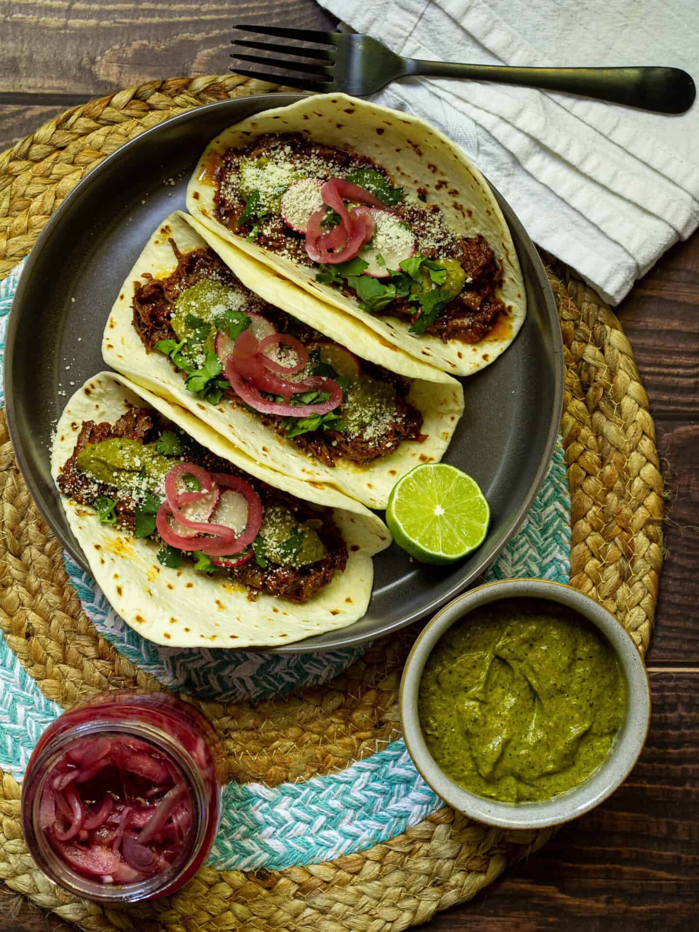 beef tacos and red onions