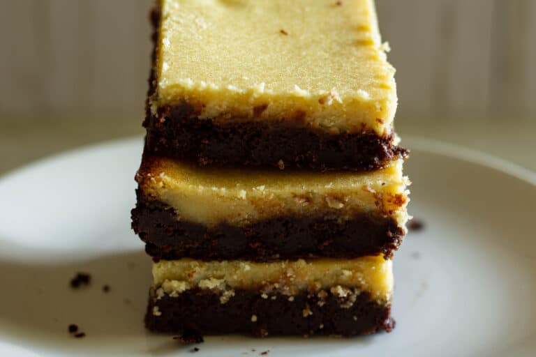 three brownies on a plate