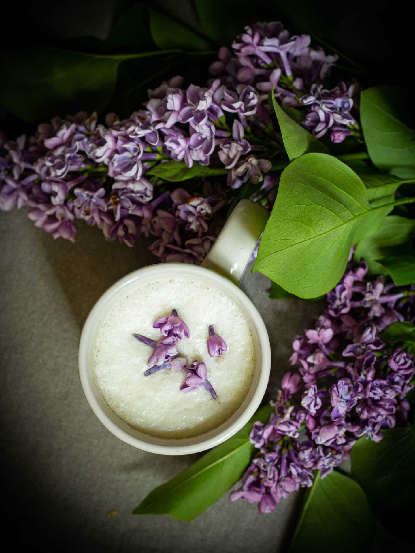 London Fog in a teacup with lilacs