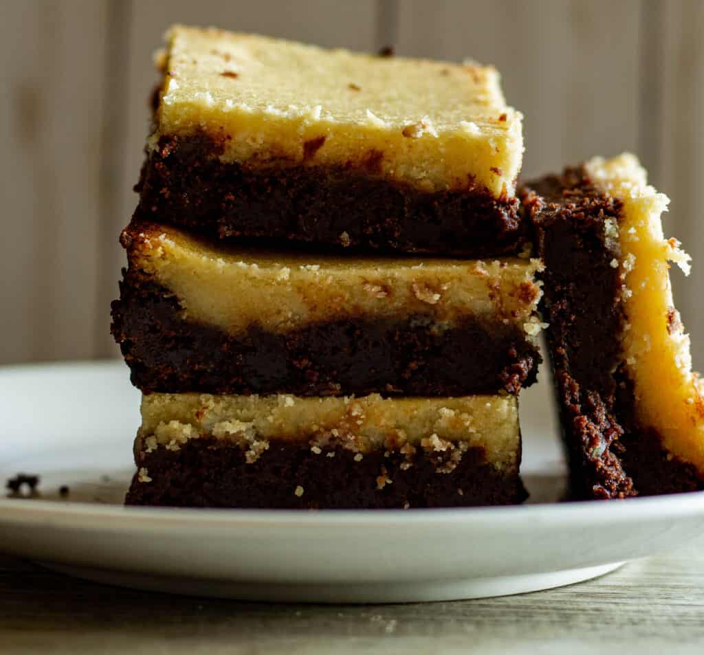 Close up photo of brownies with goat cheese