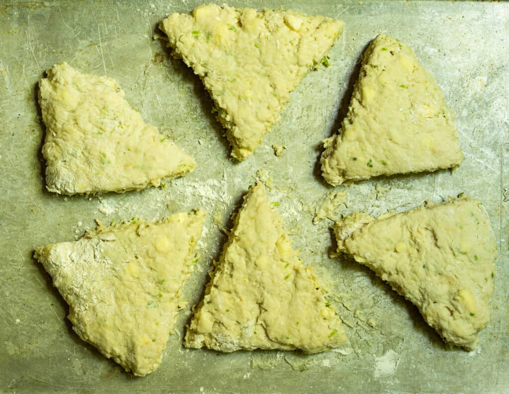 scone dough after cutting and shaping