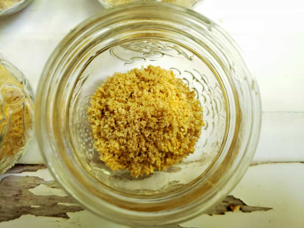 closeup of graham cracker crust in a jar