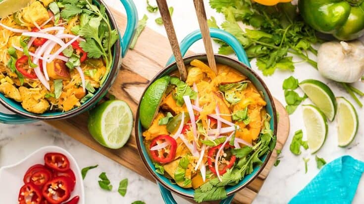 Image for Flavourful Red Curry Thai Coconut Chicken Soup with Sweet Potatoes and Peppers