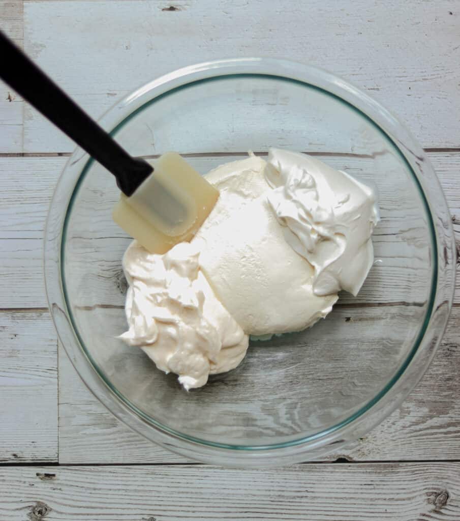 bowl of cream cheese, sour cream, and mayonnaise