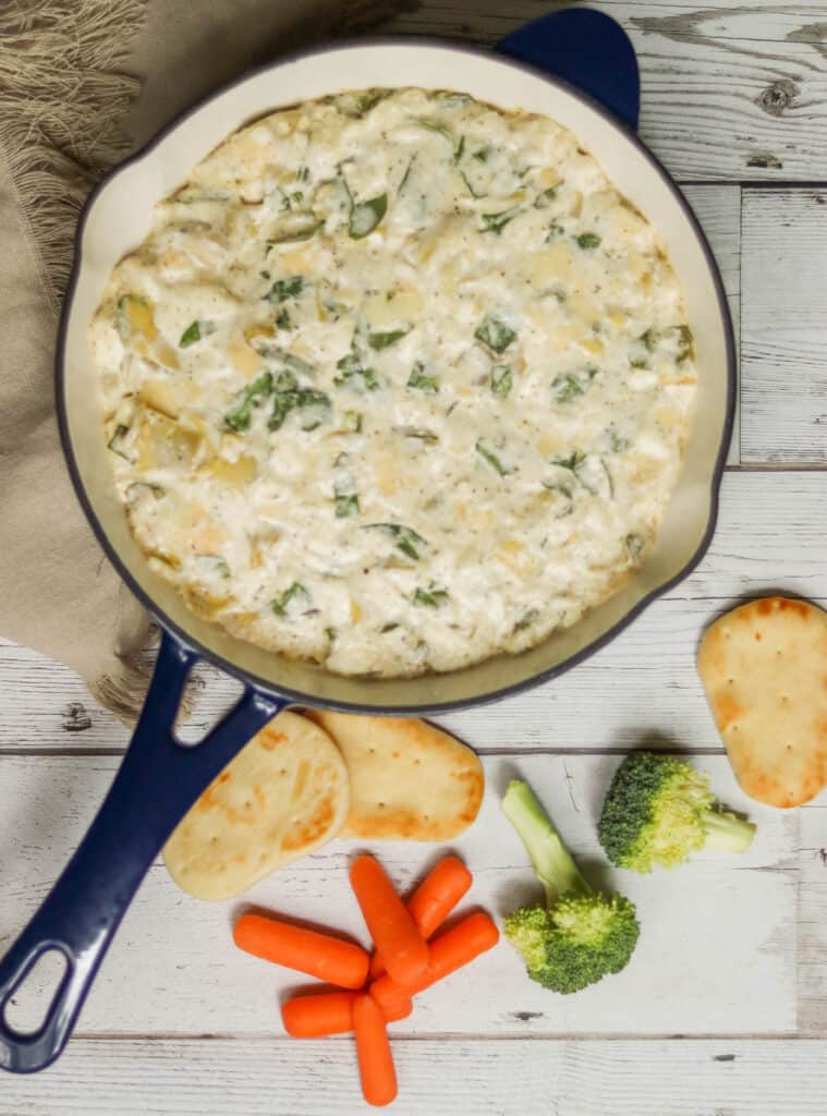 overheard photo of finished artichoke dip