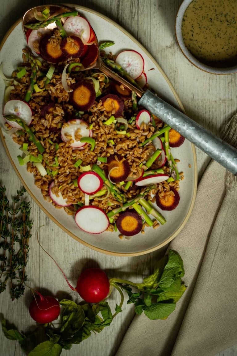 farro salad on a plate
