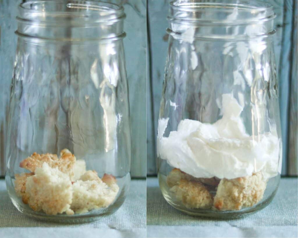 strawberry shortcake in a jar process photo