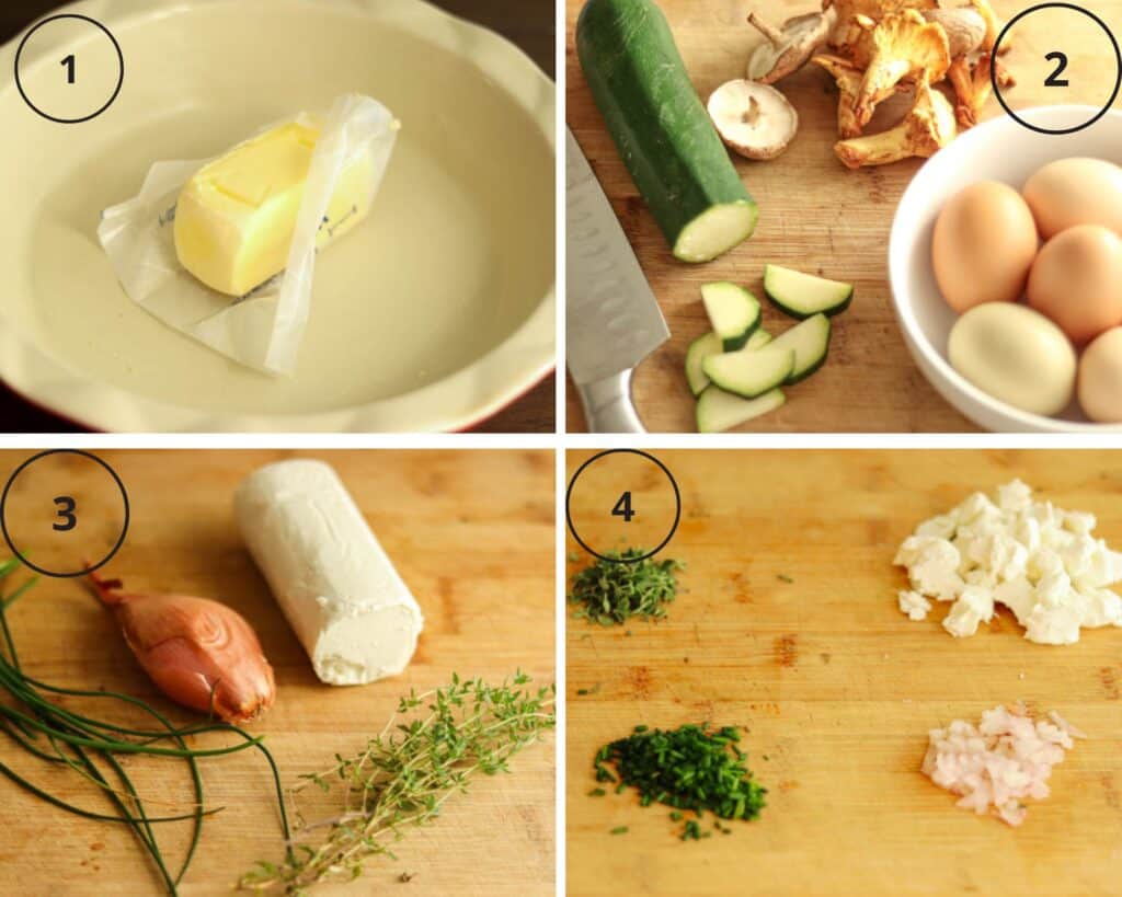 photos showing chopping the vegetables and herbs