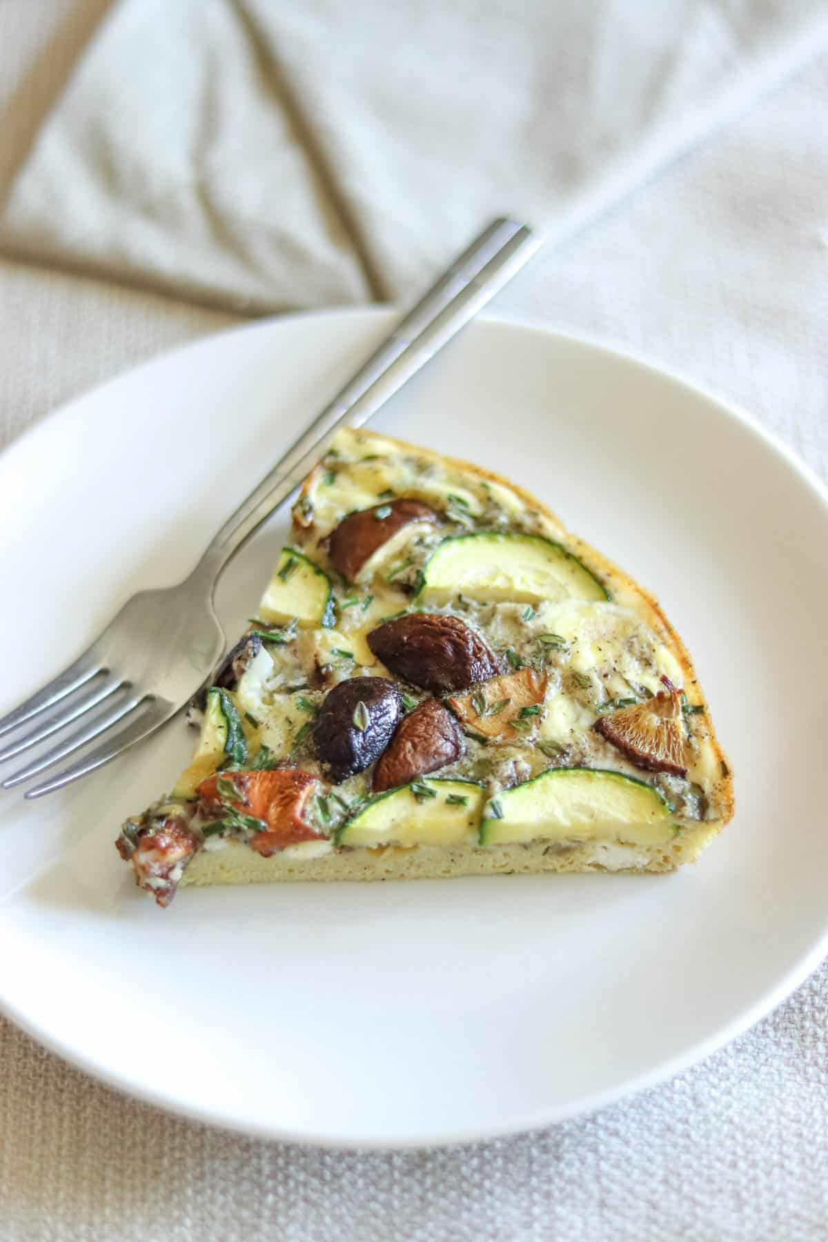 frittata slice with a fork