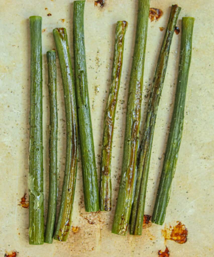 roasted leek scapes