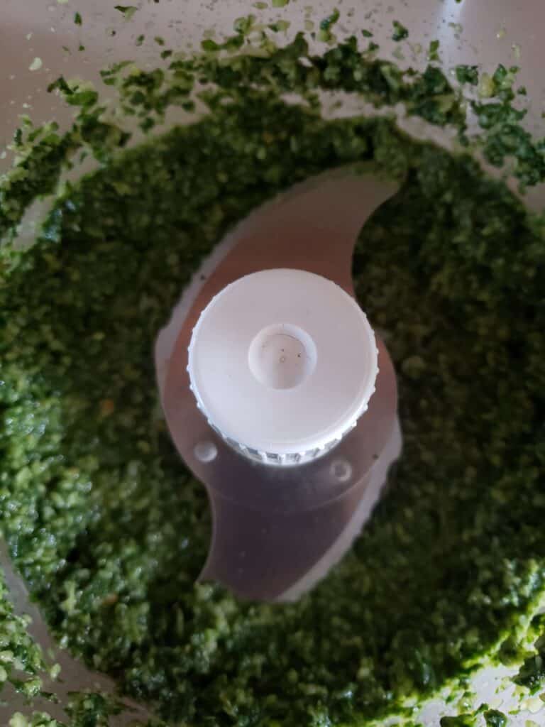 Photo of pesto done processing.