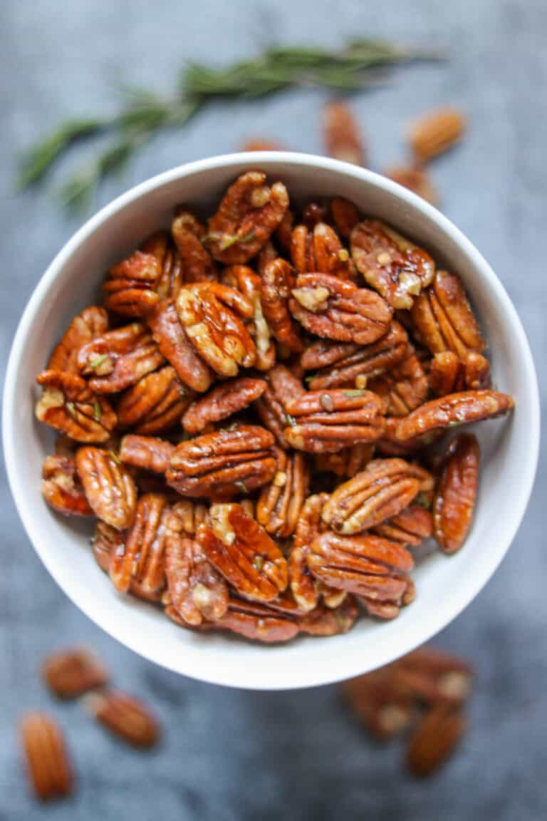 bowl of candied pecans
