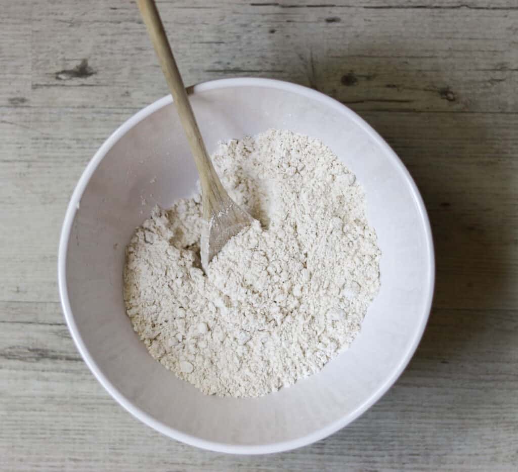 dry ingredients combined in a bowl.
