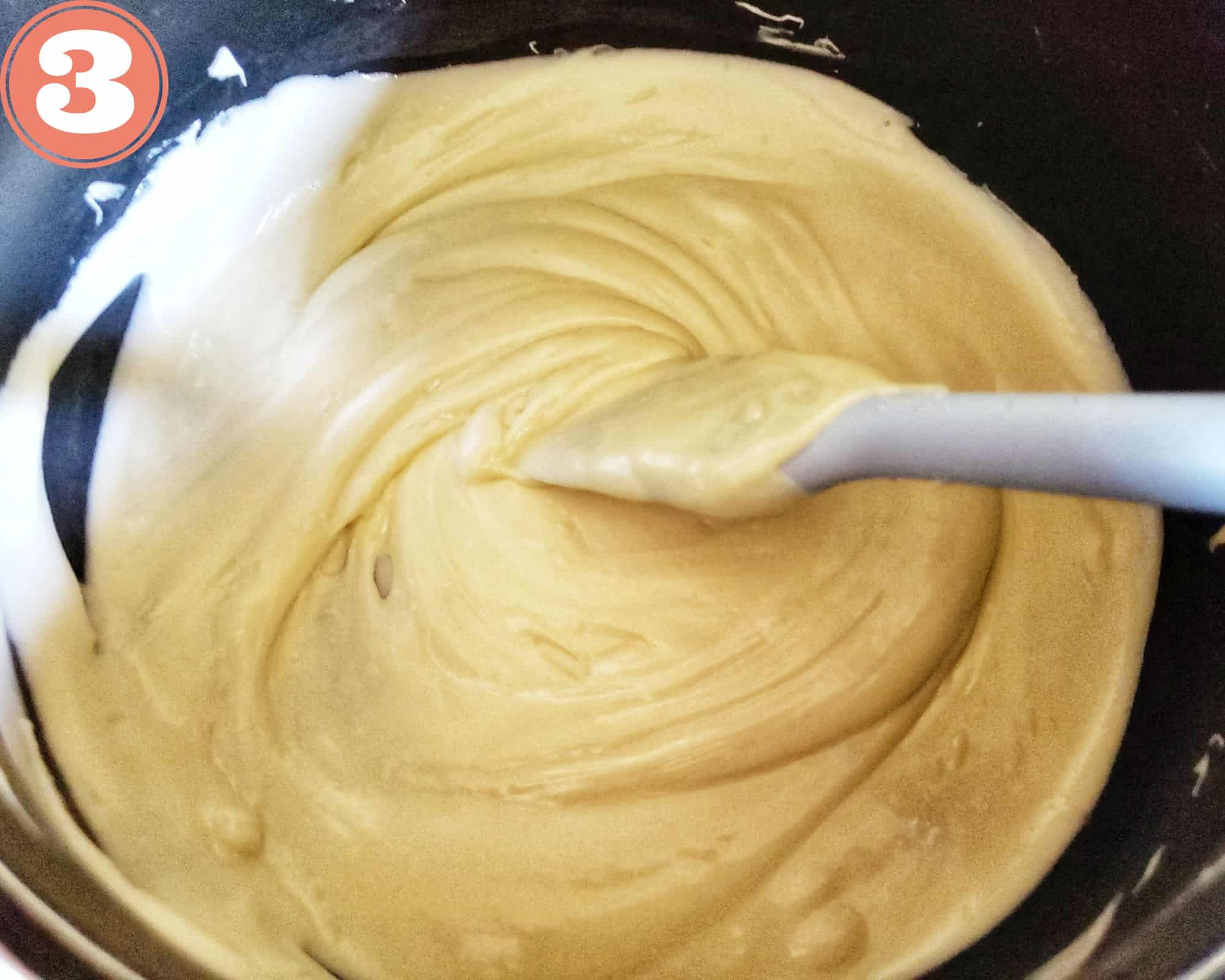 melted white chocolate.