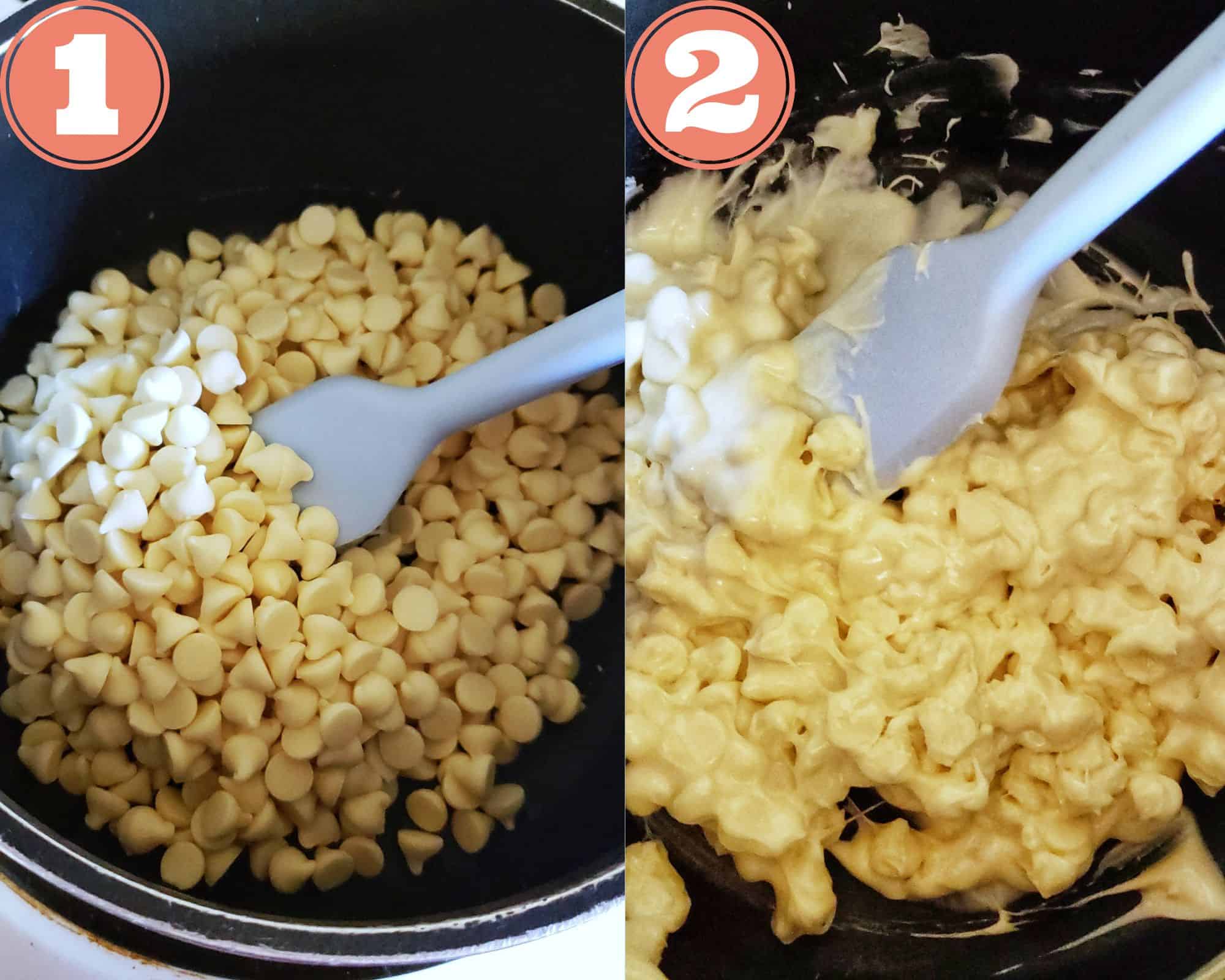 photos that show melting the white chocolate.