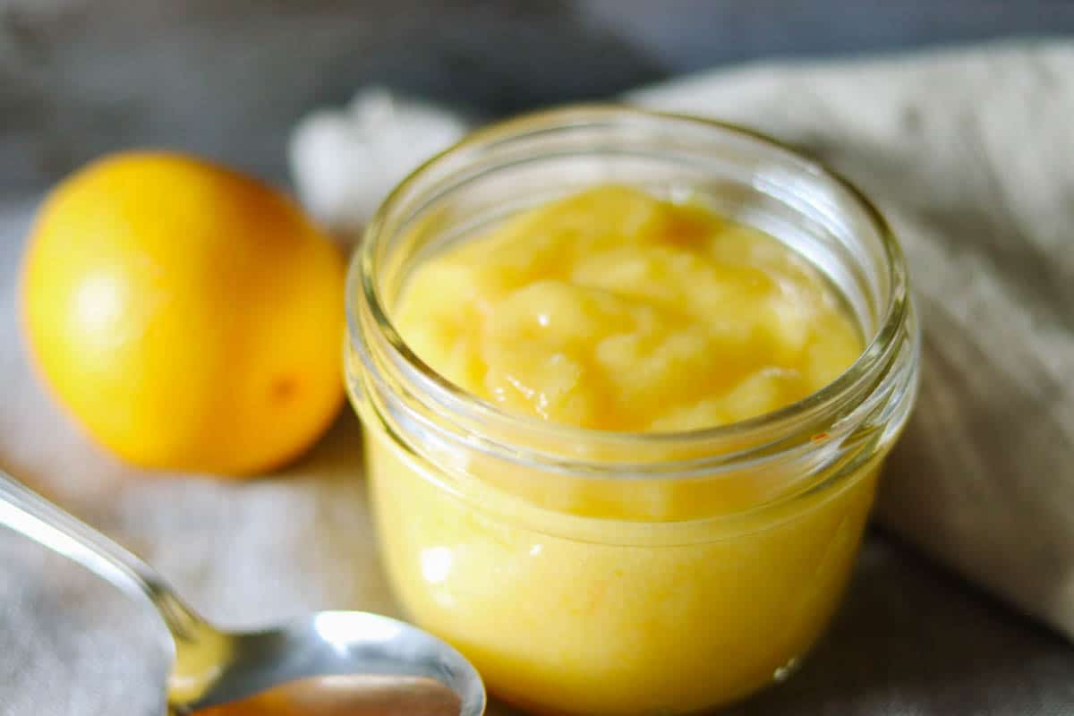closeup photo of Meyer Lemon Curd.