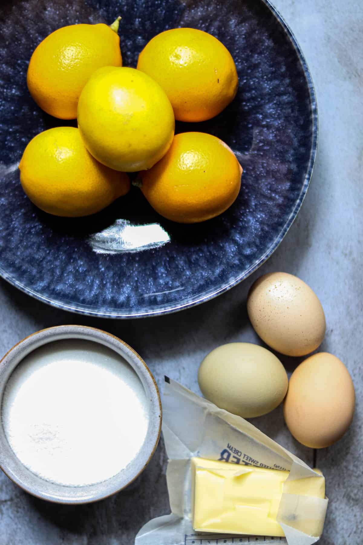 Meyer Lemon Curd Ingredients.