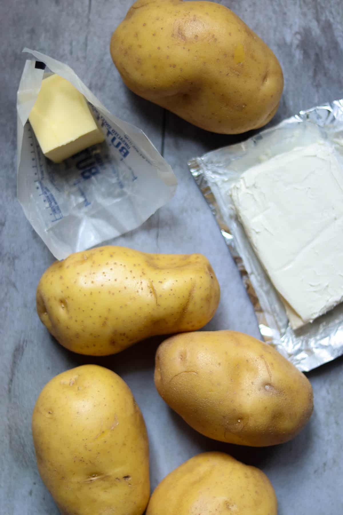 ingredients for mashed potatoes.