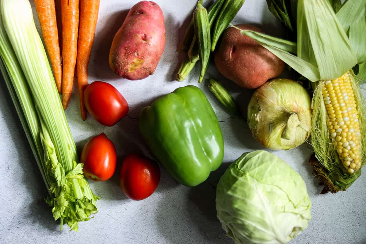 ingredients for grandmas vegetable soup.