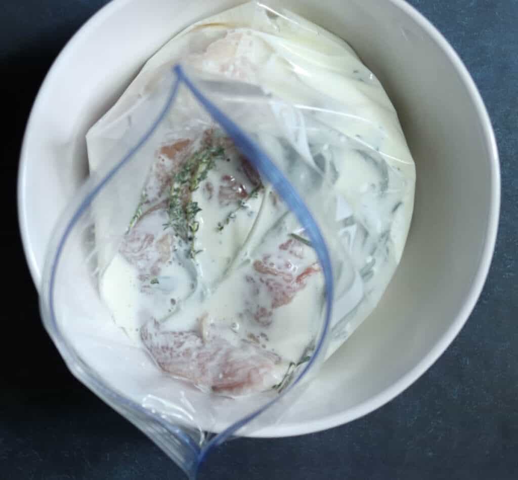 Turkey breasts and brine in the bag.