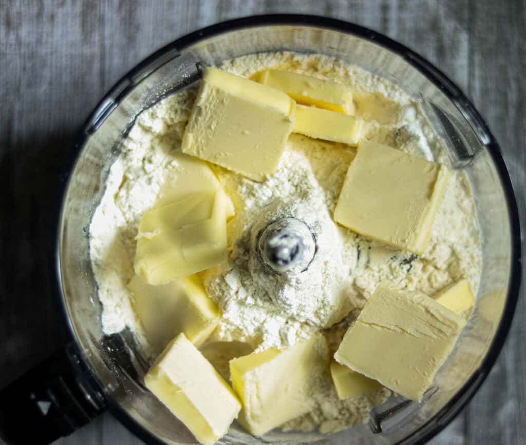 Butter and flour in the food processor.