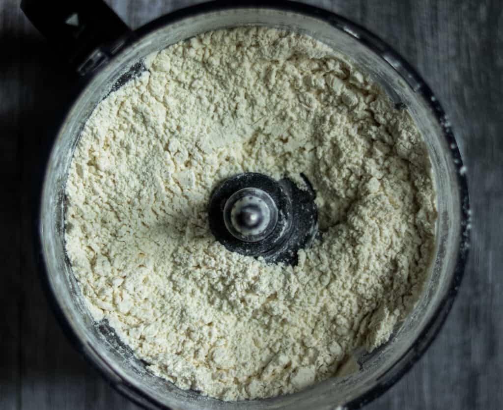 Pulse the butter into the flour in a food processor.