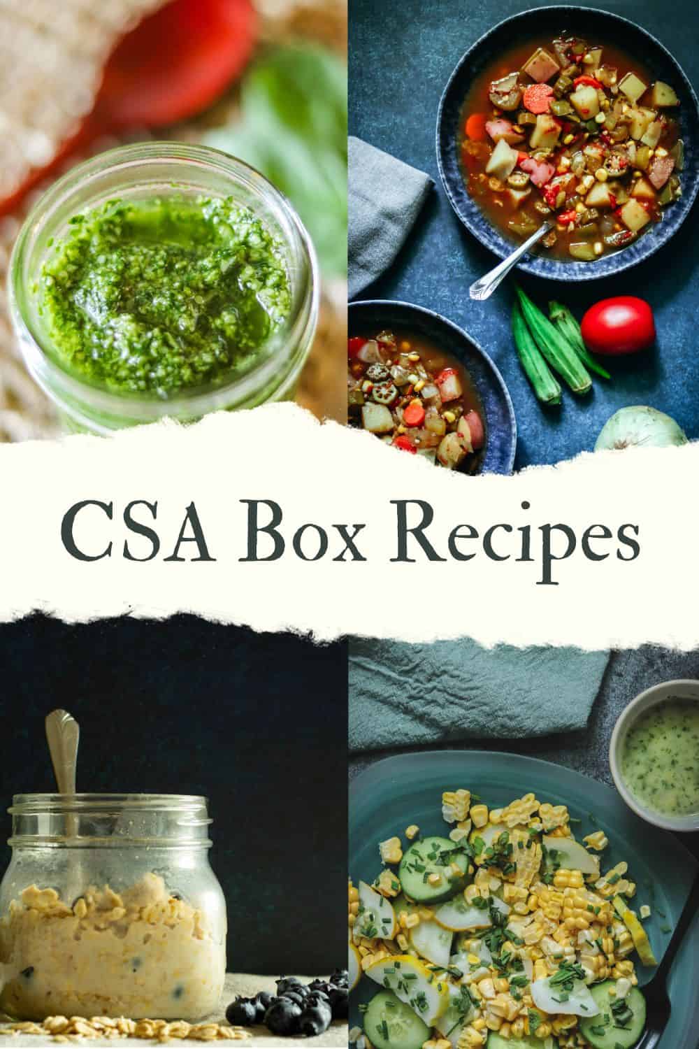 Photos of recipes found in the collection called CSA box recipes.