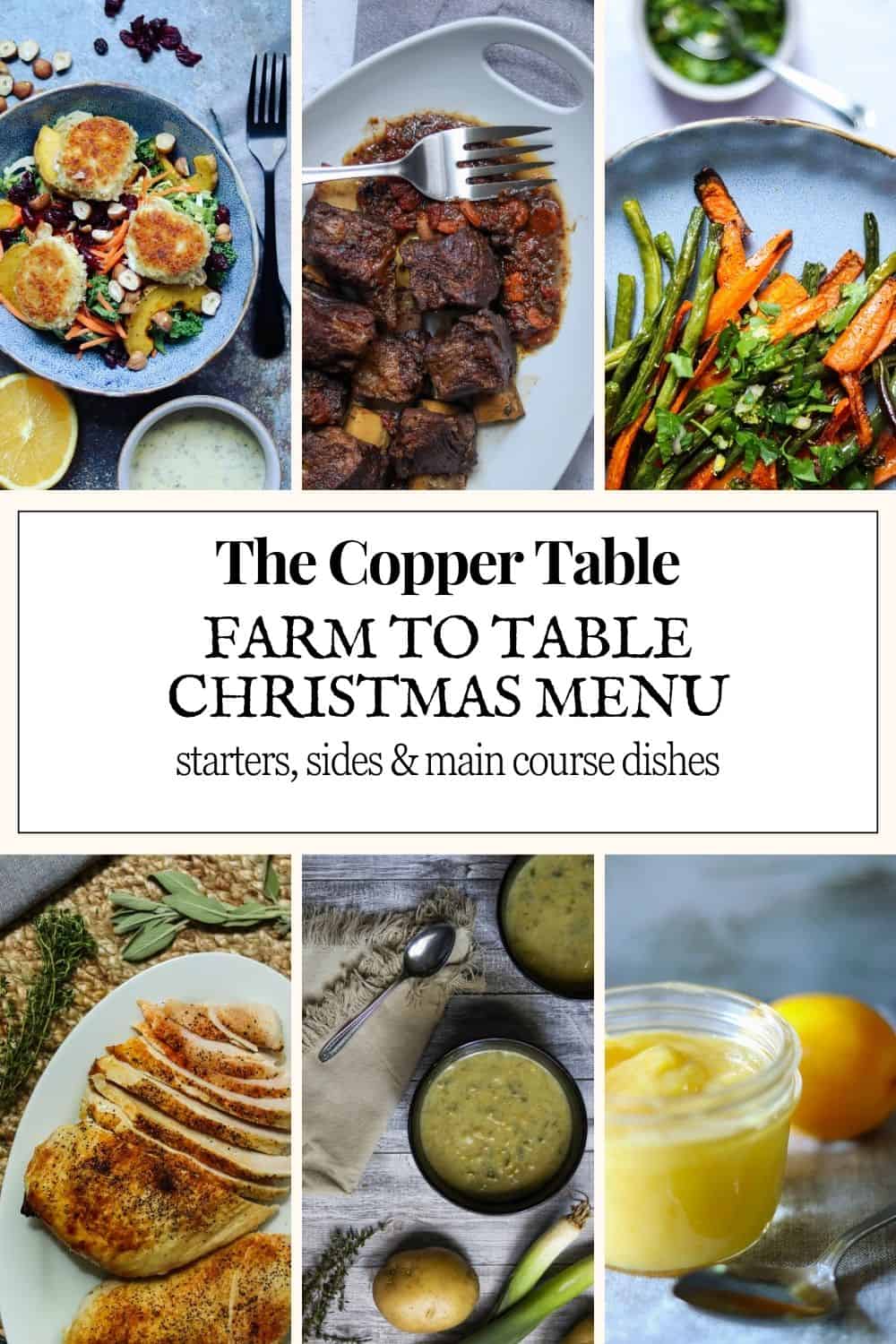 Photo of dishes that are part of a christmas dinner menu.