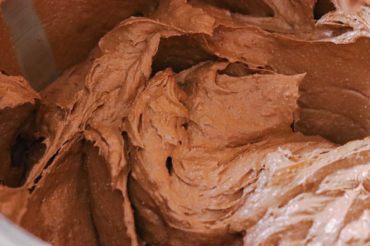 Cheesecake batter after adding the ganache and mixing.