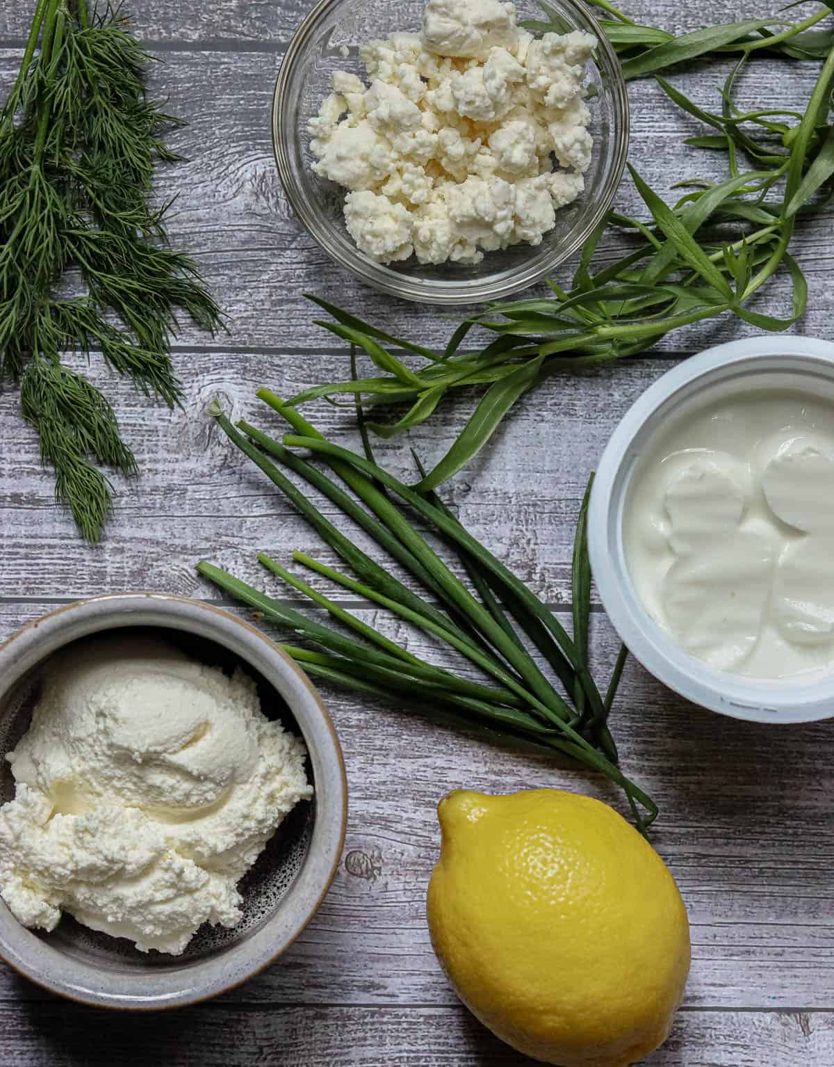Green Goddess Dip ingredients.