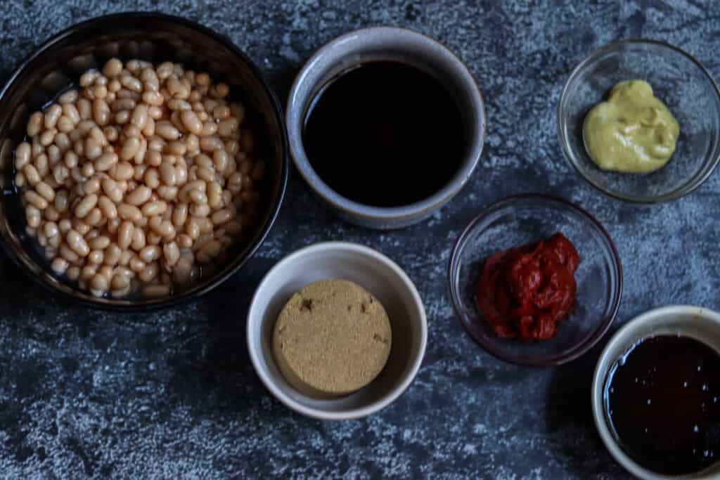 Ingredients for jalapeno bacon baked beans.