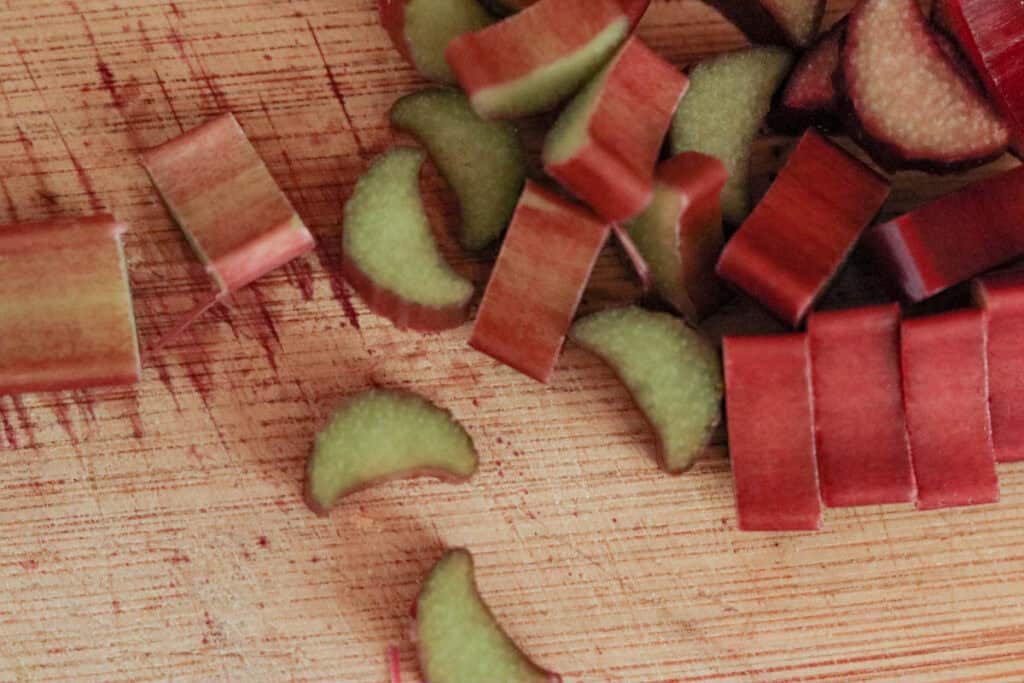 Sliced rhubarb.