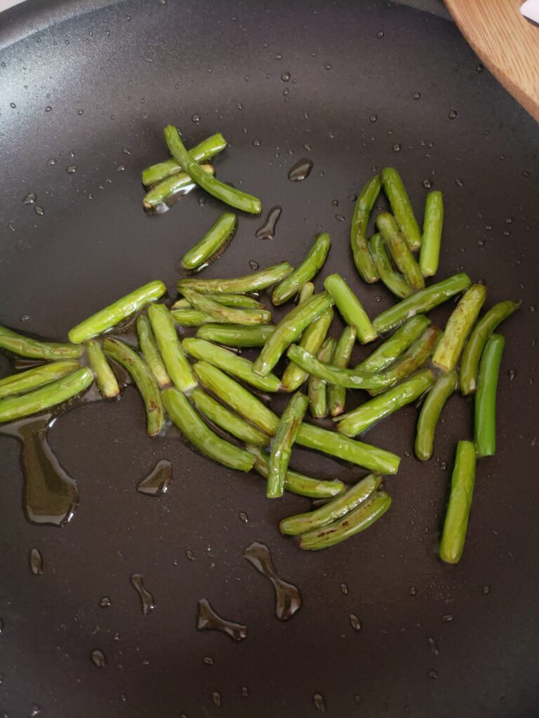 Garlic scapes after browning.