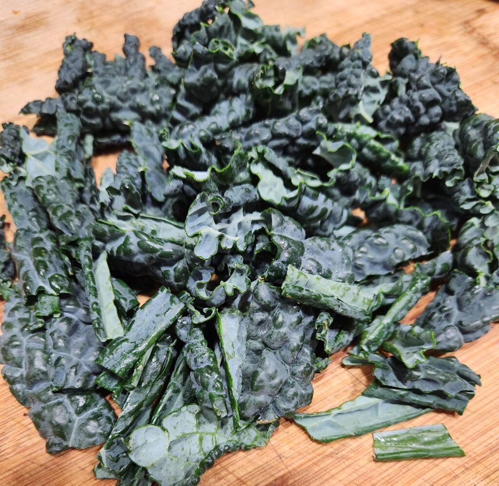 Lacinato kale after chopping.