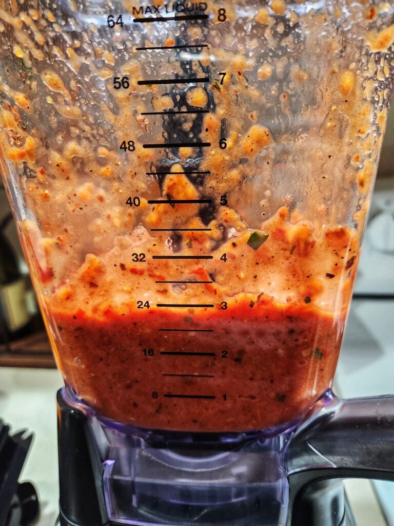 Sauce ingredients after blending.