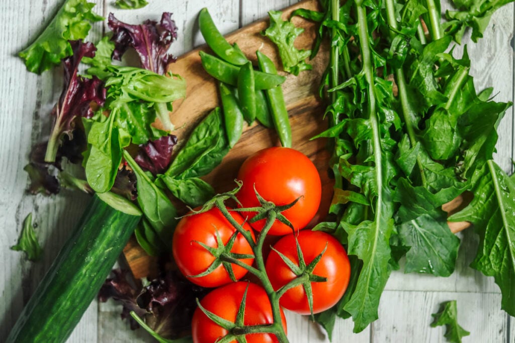 Ingredients for a green salad.