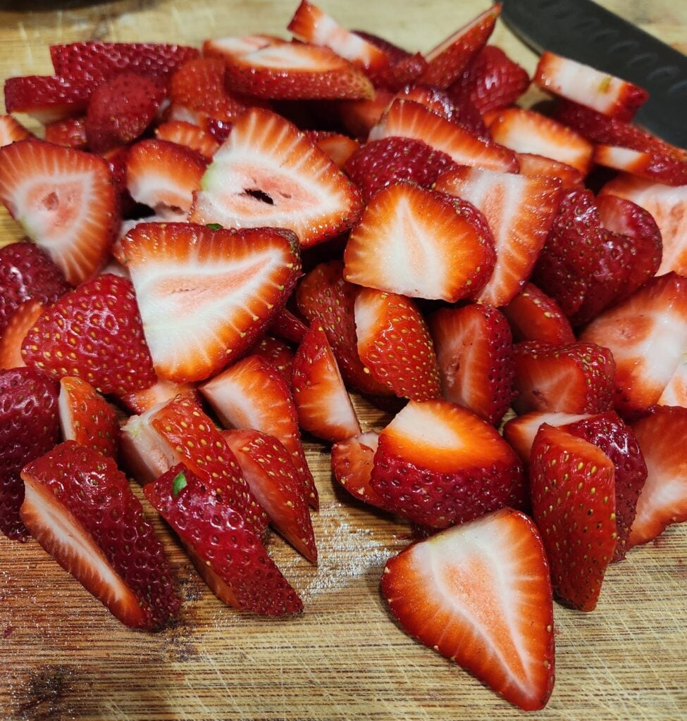 Sliced strawberries.