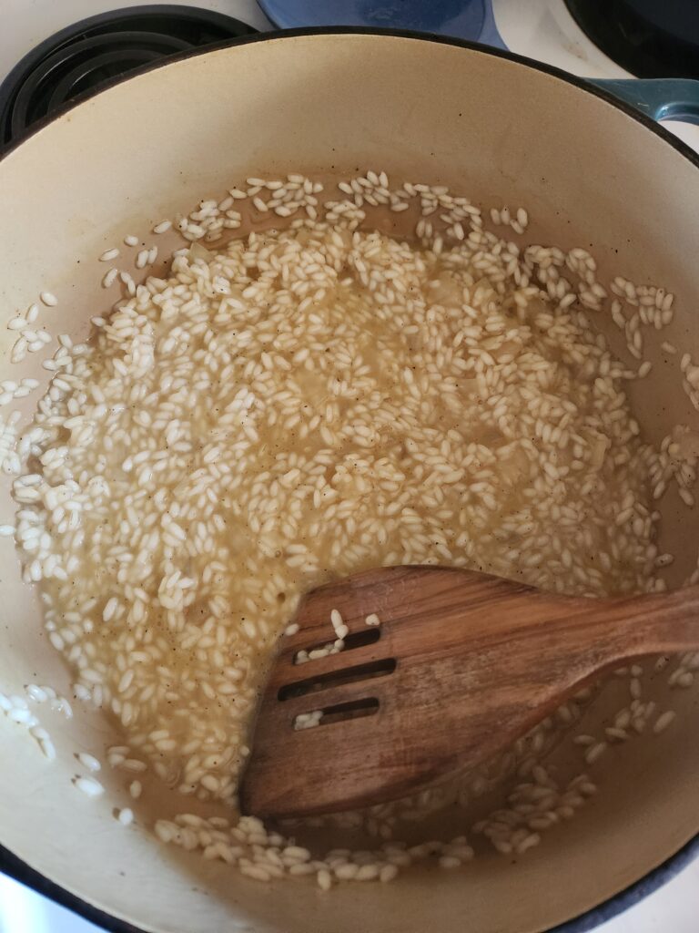 Stirring risotto.